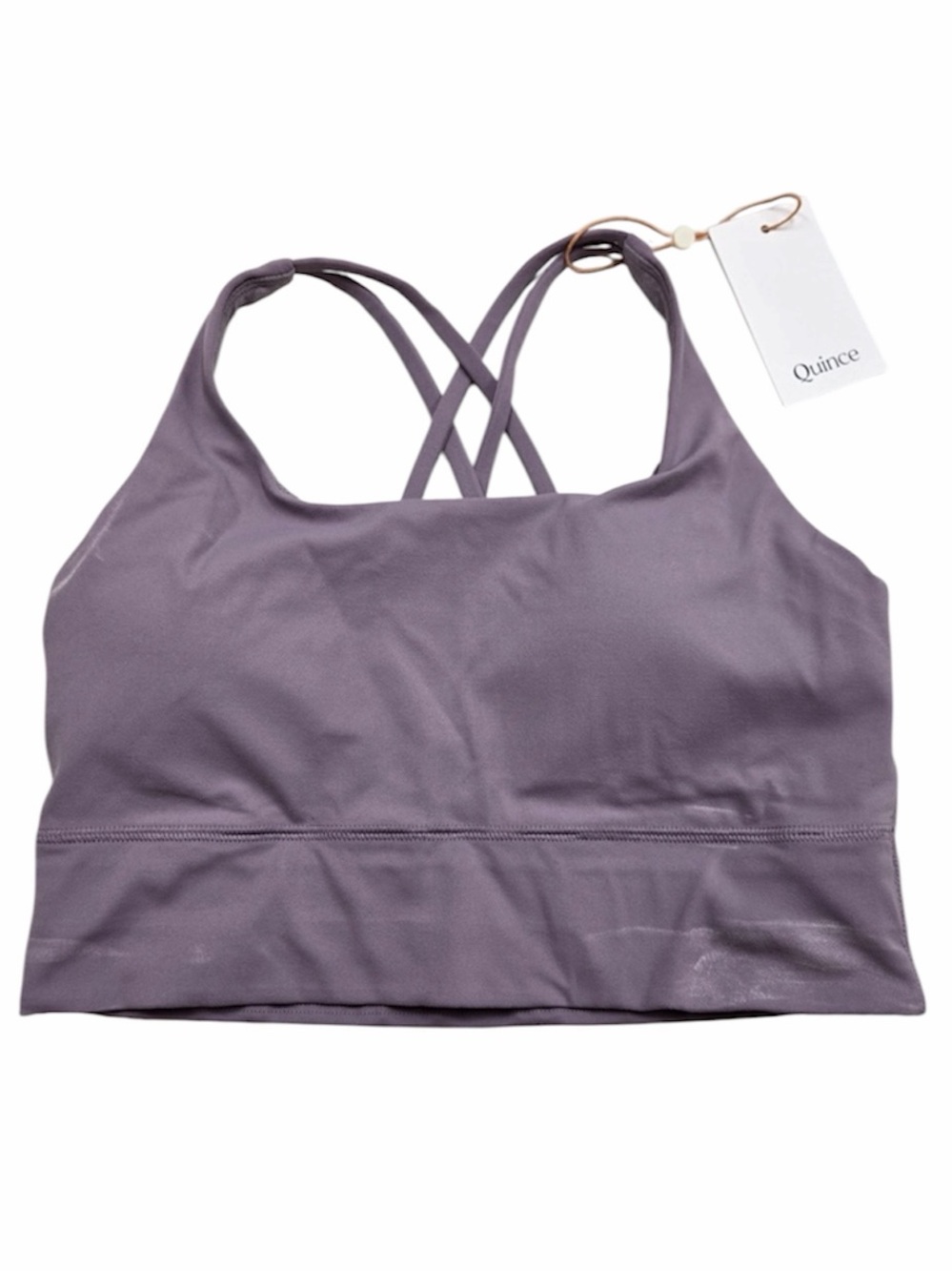 NWT QUINCE Power-Up Long Line Strappy Sports Bra Medium Purple 9380